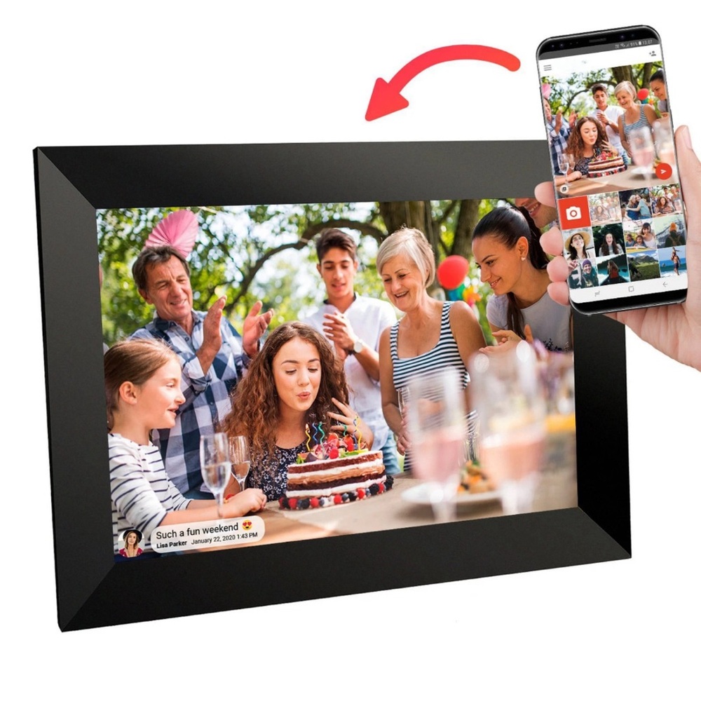WiFi Digital 14.1” Photo Frame with App  Control Alexa Compatible Vidoe & Touch